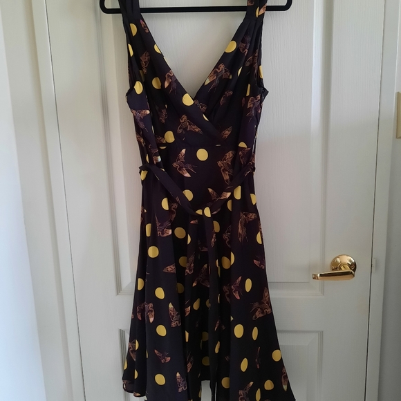 Bird and Polka Dot Print Plus Size Dress by Diya NWOT - Picture 3 of 13